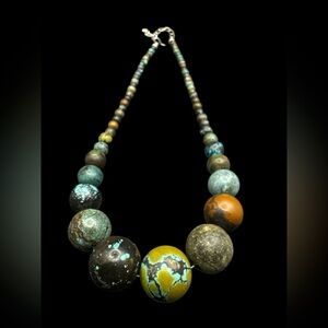 Vintage Jay King Cloud Mountain Graduated Turquoise Chunky Ball Necklace 21”